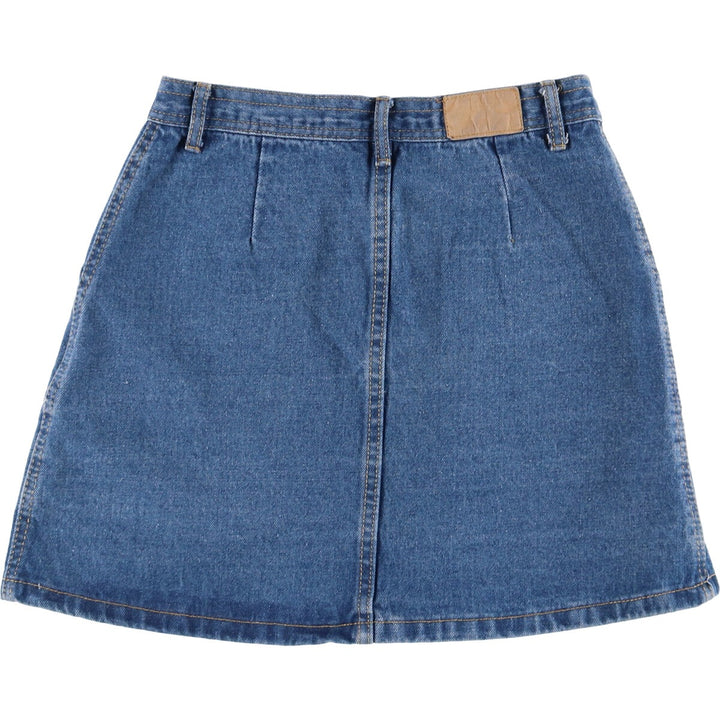Open front denim trapezoid mini skirt for women, size M cotton blue type Vintage Second Hand