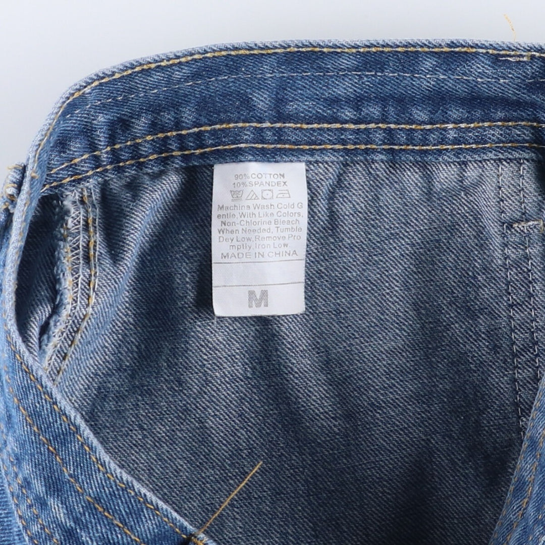 Open front denim trapezoid mini skirt for women, size M cotton blue type Vintage Second Hand