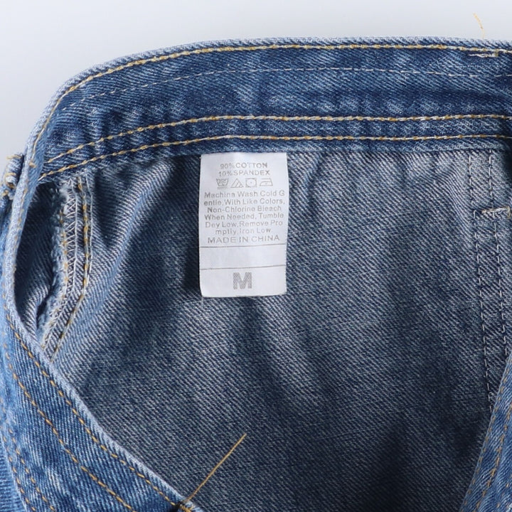 Open front denim trapezoid mini skirt for women, size M cotton blue type Vintage Second Hand