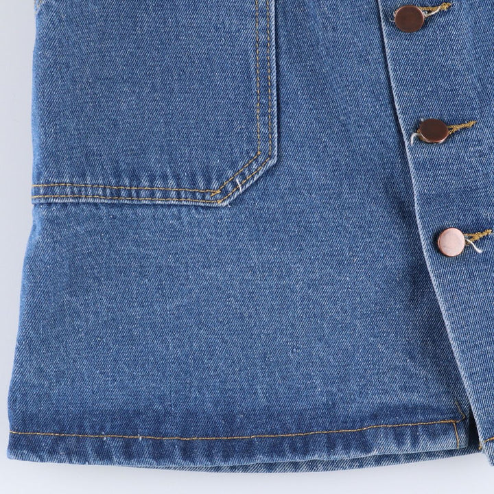 Open front denim trapezoid mini skirt for women, size M cotton blue type Vintage Second Hand