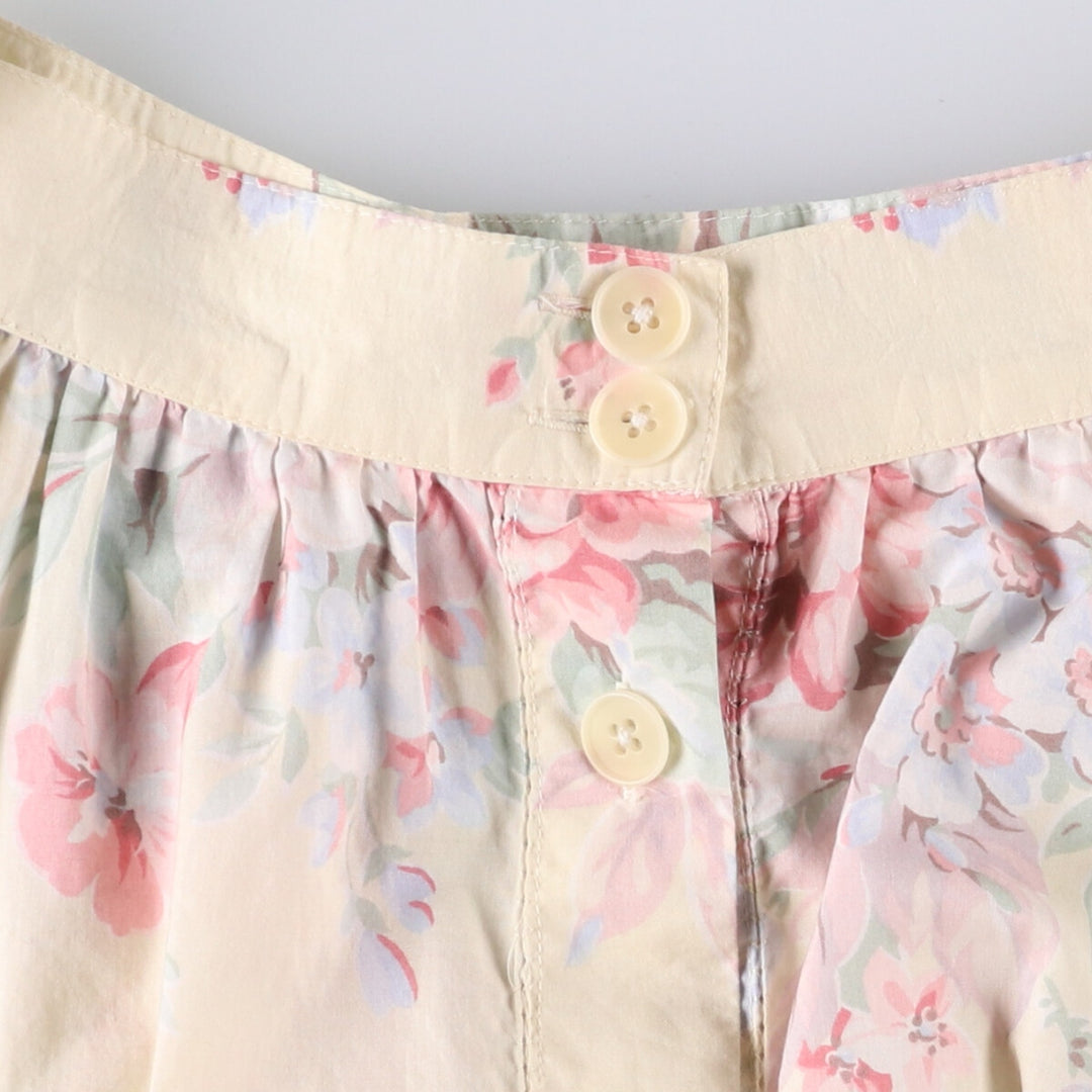 Ralph Lauren LAUREN Floral print front opening long flare skirt for women size S cotton yellow type Vintage Second Hand