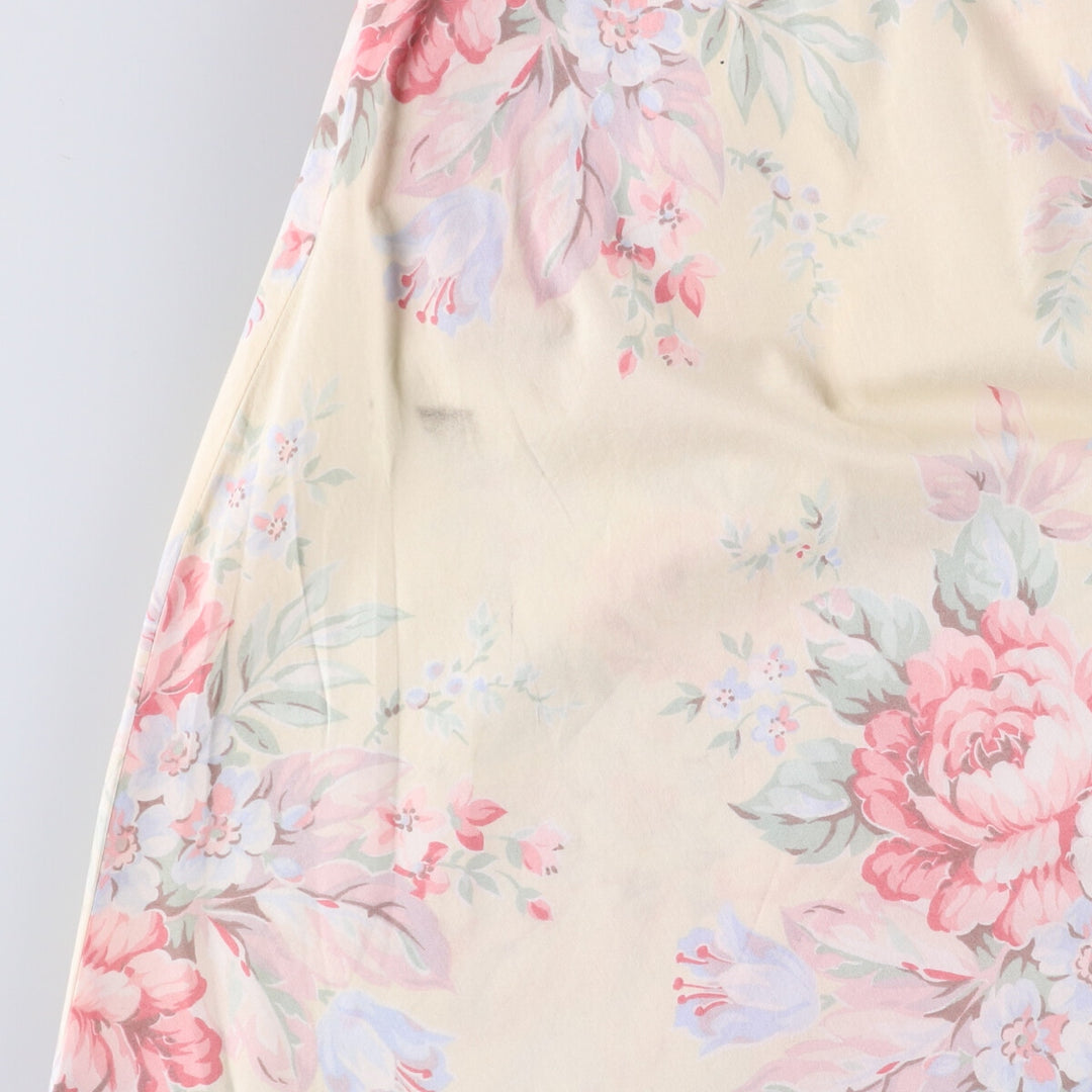 Ralph Lauren LAUREN Floral print front opening long flare skirt for women size S cotton yellow type Vintage Second Hand