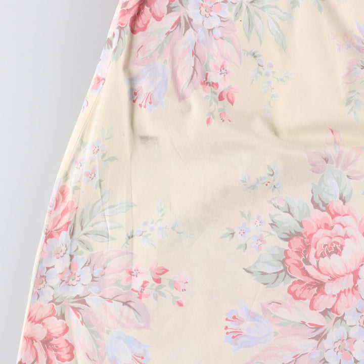 Ralph Lauren LAUREN Floral print front opening long flare skirt for women size S cotton yellow type Vintage Second Hand