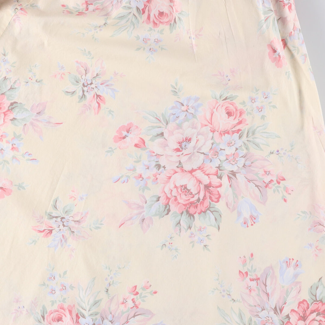Ralph Lauren LAUREN Floral print front opening long flare skirt for women size S cotton yellow type Vintage Second Hand