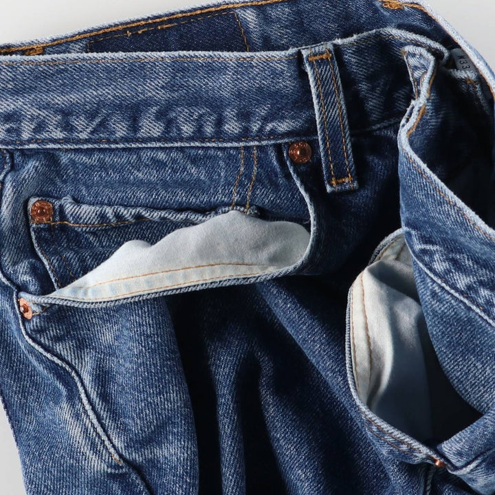 00'S Levi's 505 REGULAR FIT STRAIGHT LEG tapered denim pants for men, size w32 cotton blue type Vintage Second Hand