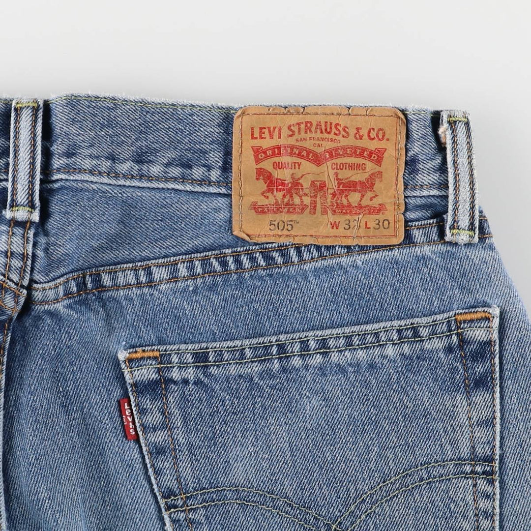 Levi's 505 tapered denim pants for men, size W33 cotton blue type Vintage Second Hand
