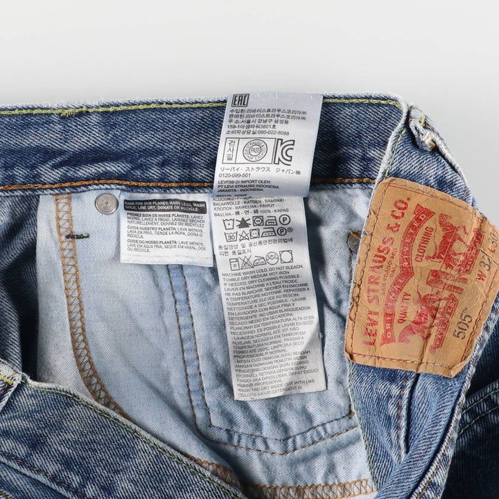 Levi's 505 tapered denim pants for men, size W33 cotton blue type Vintage Second Hand