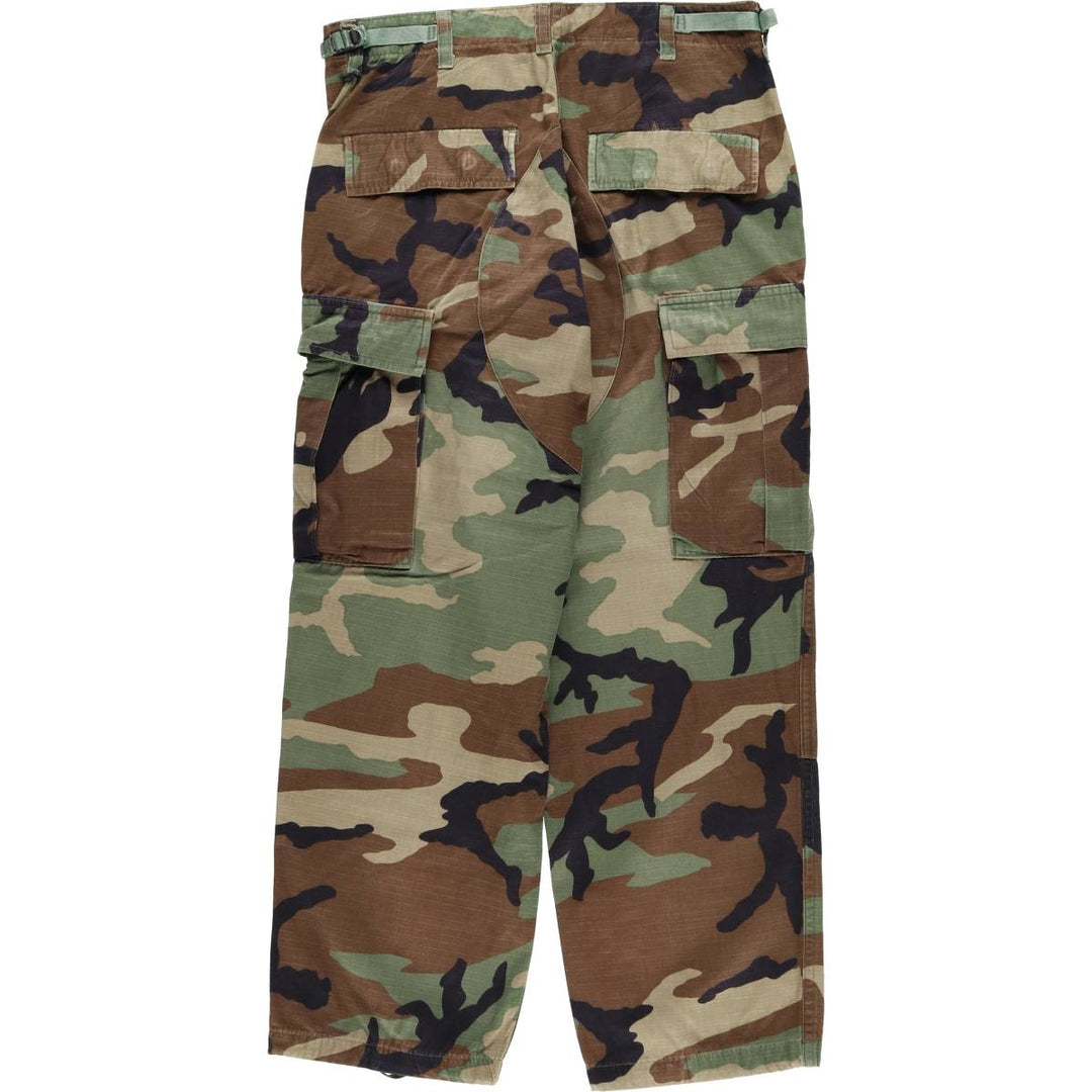 90'S US Military Camouflage Woodland Camo Military Cargo Pants, Made in USA, Small-X Short, Men's, Size W30, Vintage Nylon Khaki type Vintage Second Hand