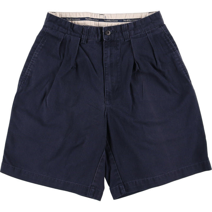 Ralph Lauren Polo Ralph Lauren Two-pleat Chino Shorts Shorts Women's L (w28) cotton navy blue type Vintage Second Hand
