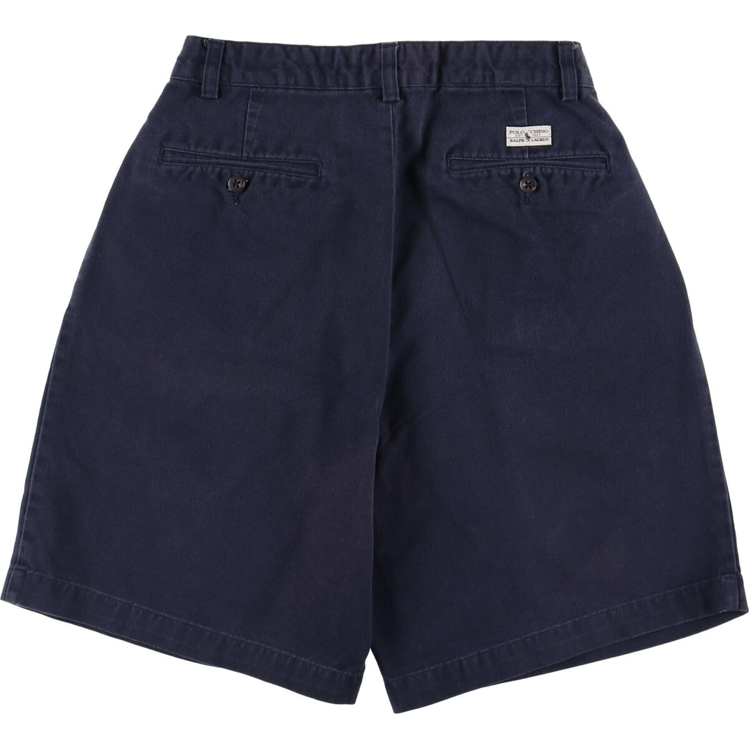 Ralph Lauren Polo Ralph Lauren Two-pleat Chino Shorts Shorts Women's L (w28) cotton navy blue type Vintage Second Hand