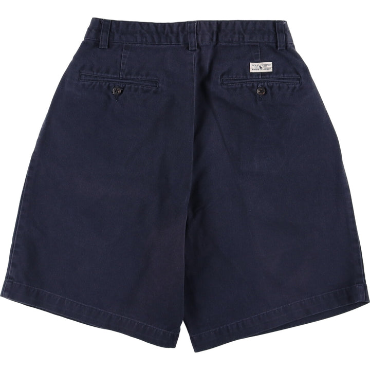 Ralph Lauren Polo Ralph Lauren Two-pleat Chino Shorts Shorts Women's L (w28) cotton navy blue type Vintage Second Hand