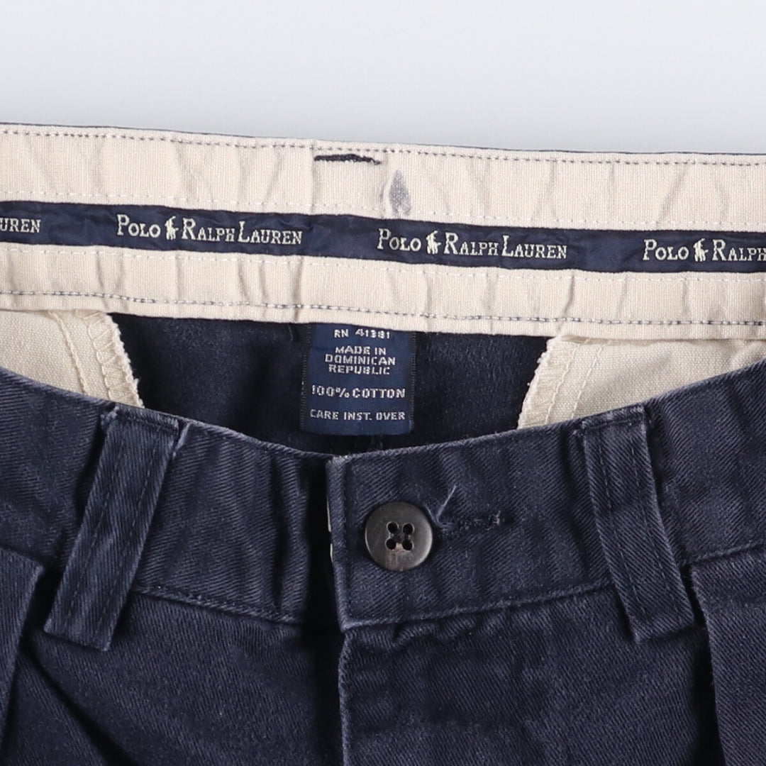 Ralph Lauren Polo Ralph Lauren Two-pleat Chino Shorts Shorts Women's L (w28) cotton navy blue type Vintage Second Hand