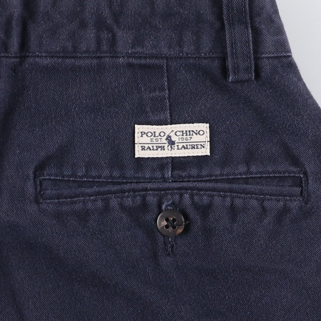 Ralph Lauren Polo Ralph Lauren Two-pleat Chino Shorts Shorts Women's L (w28) cotton navy blue type Vintage Second Hand