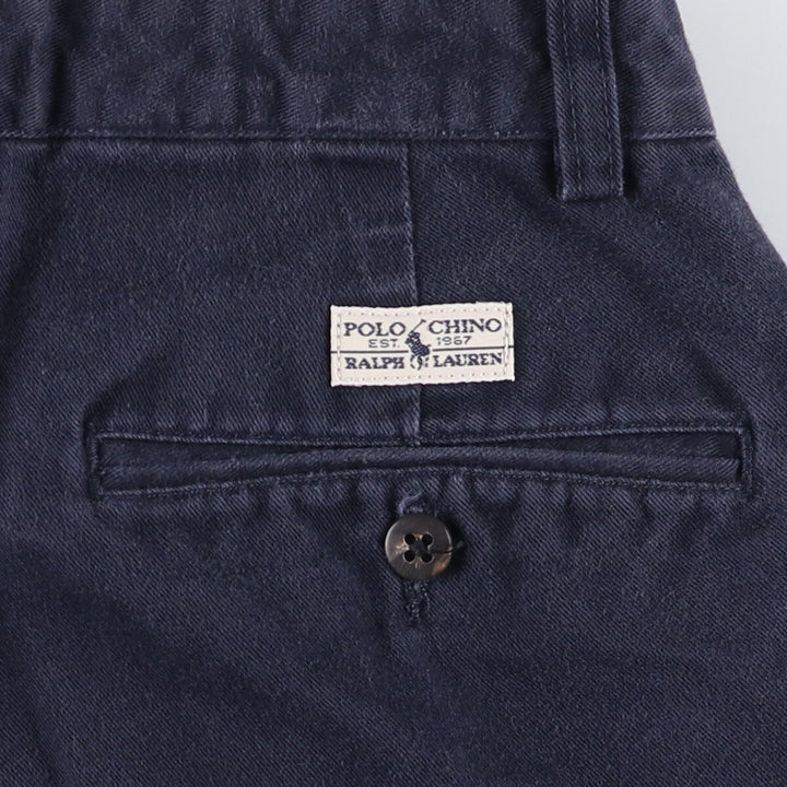 Ralph Lauren Polo Ralph Lauren Two-pleat Chino Shorts Shorts Women's L (w28) cotton navy blue type Vintage Second Hand