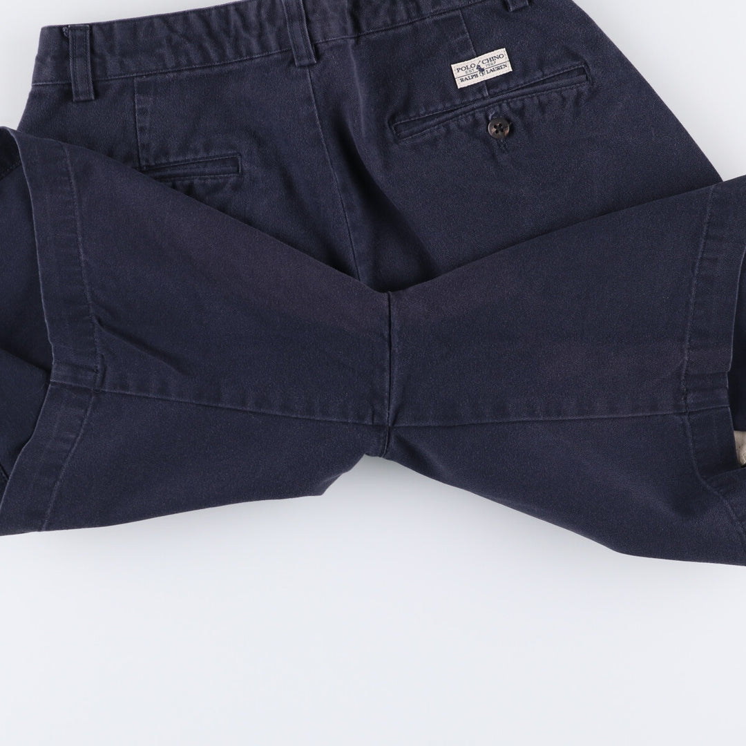 Ralph Lauren Polo Ralph Lauren Two-pleat Chino Shorts Shorts Women's L (w28) cotton navy blue type Vintage Second Hand
