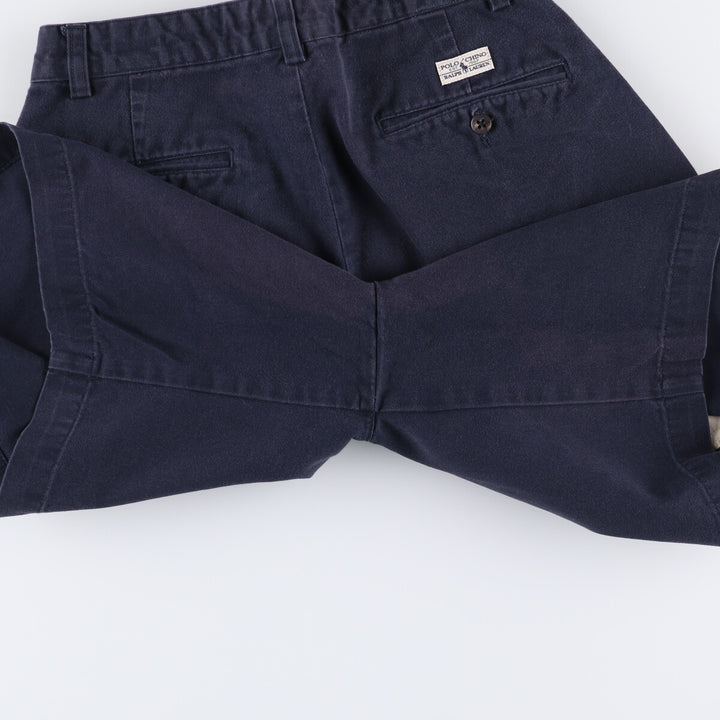 Ralph Lauren Polo Ralph Lauren Two-pleat Chino Shorts Shorts Women's L (w28) cotton navy blue type Vintage Second Hand