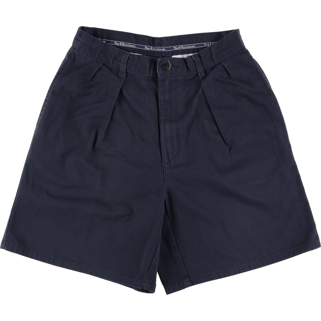 Ralph Lauren Polo Ralph Lauren Two-pleat Chino Shorts Shorts Women's L (w28) cotton navy blue type Vintage Second Hand