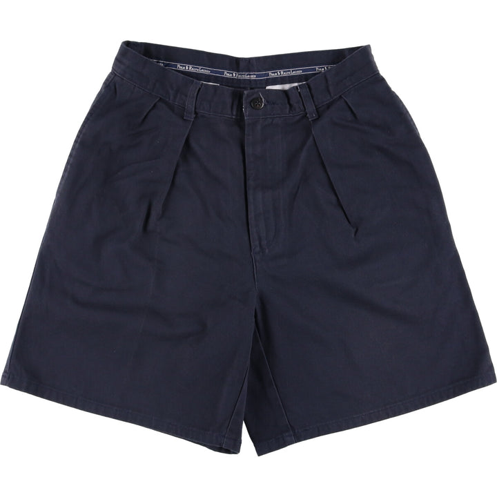 Ralph Lauren Polo Ralph Lauren Two-pleat Chino Shorts Shorts Women's L (w28) cotton navy blue type Vintage Second Hand