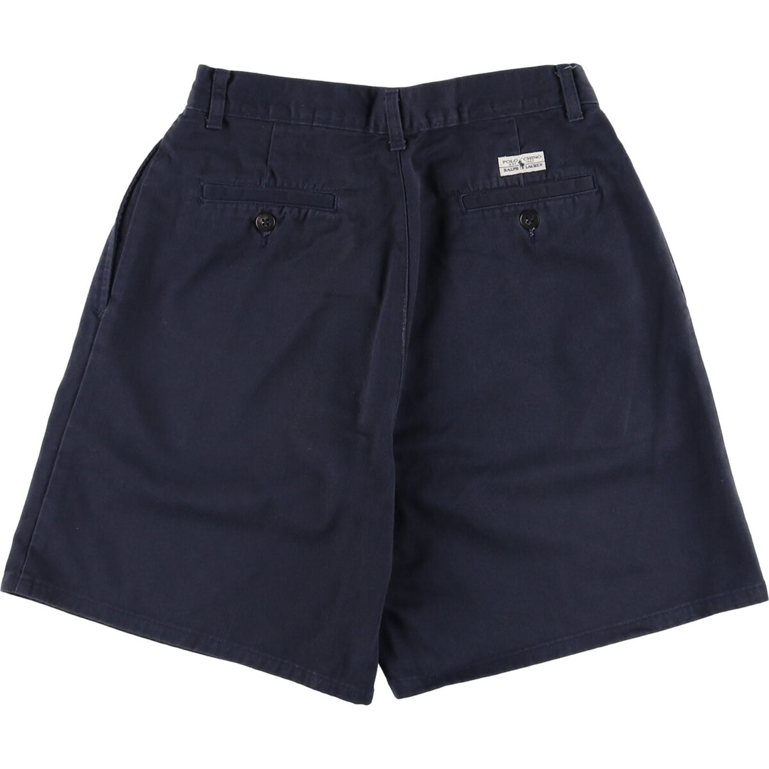 Ralph Lauren Polo Ralph Lauren Two-pleat Chino Shorts Shorts Women's L (w28) cotton navy blue type Vintage Second Hand