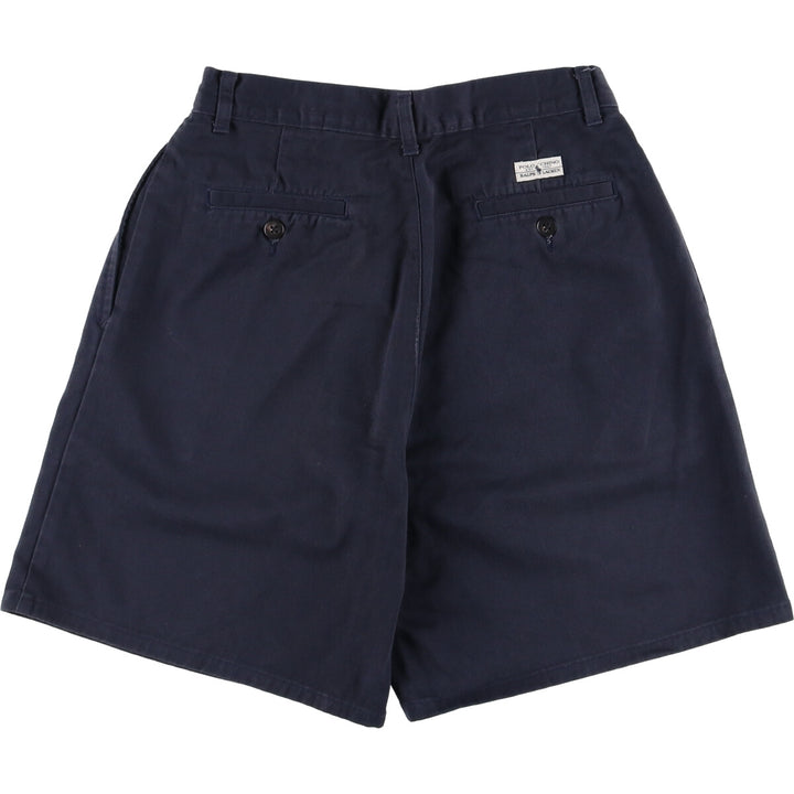 Ralph Lauren Polo Ralph Lauren Two-pleat Chino Shorts Shorts Women's L (w28) cotton navy blue type Vintage Second Hand