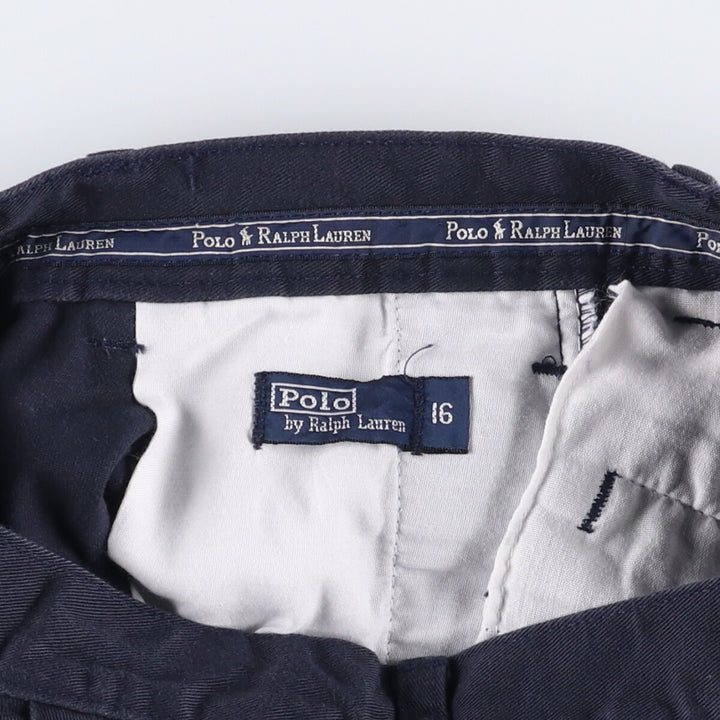 Ralph Lauren Polo Ralph Lauren Two-pleat Chino Shorts Shorts Women's L (w28) cotton navy blue type Vintage Second Hand