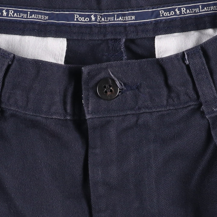 Ralph Lauren Polo Ralph Lauren Two-pleat Chino Shorts Shorts Women's L (w28) cotton navy blue type Vintage Second Hand