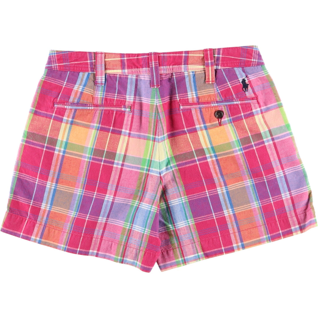 Ralph Lauren POLO RALPH LAUREN Madras check cotton shorts, short pants, men's W32 equivalent cotton pink type Vintage Second Hand
