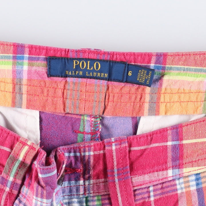 Ralph Lauren POLO RALPH LAUREN Madras check cotton shorts, short pants, men's W32 equivalent cotton pink type Vintage Second Hand