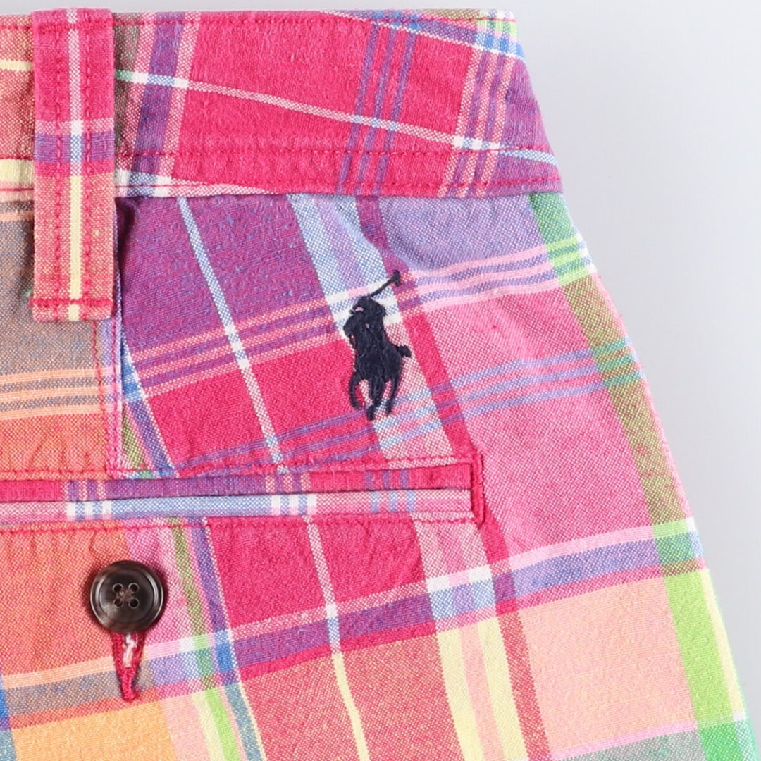 Ralph Lauren POLO RALPH LAUREN Madras check cotton shorts, short pants, men's W32 equivalent cotton pink type Vintage Second Hand
