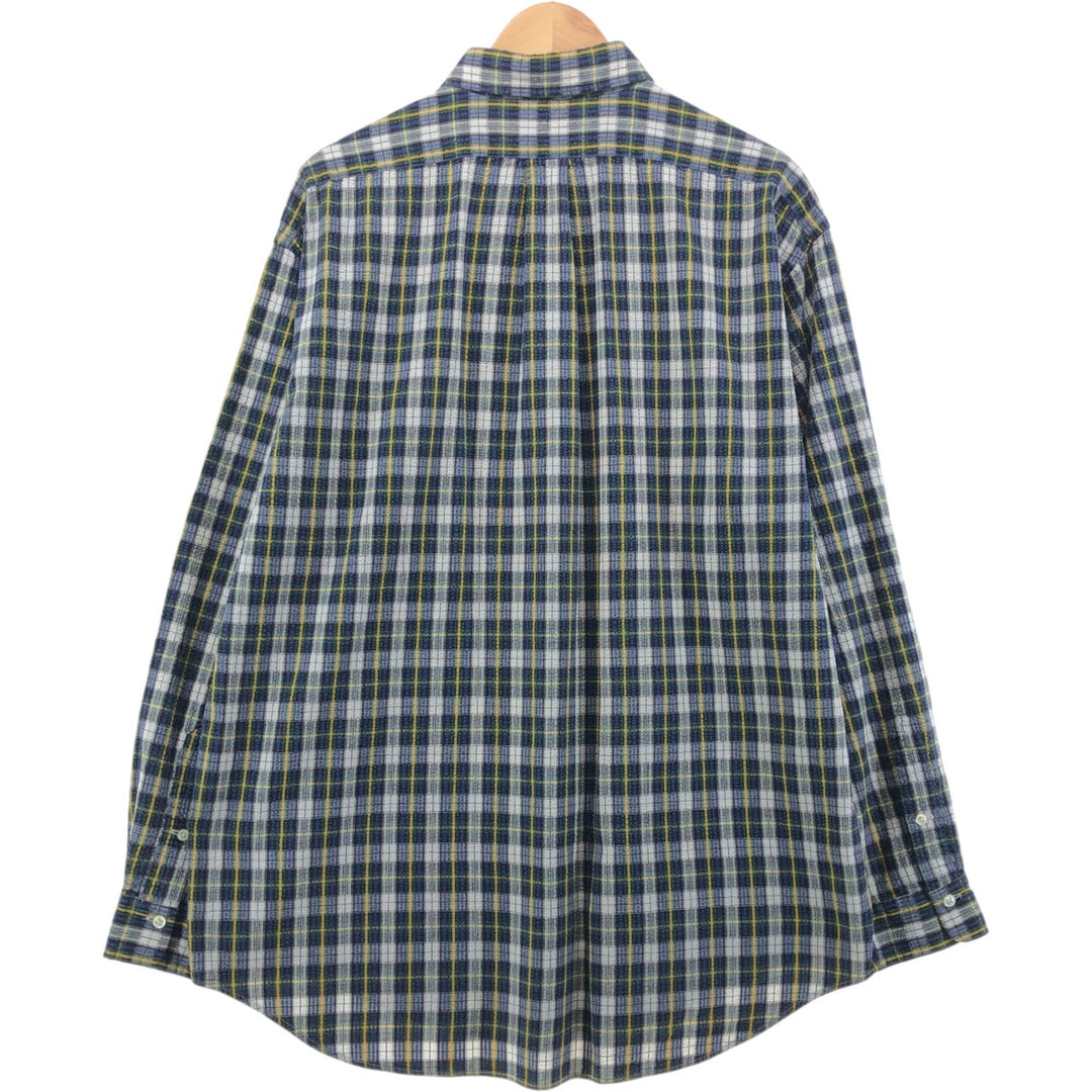 Ralph Lauren Seersucker Long Sleeve Button-Down Check Shirt, Men's XL cotton white type Vintage Second Hand