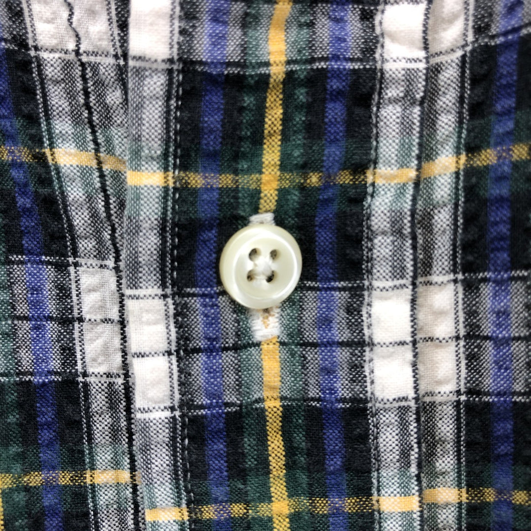 Ralph Lauren Seersucker Long Sleeve Button-Down Check Shirt, Men's XL cotton white type Vintage Second Hand