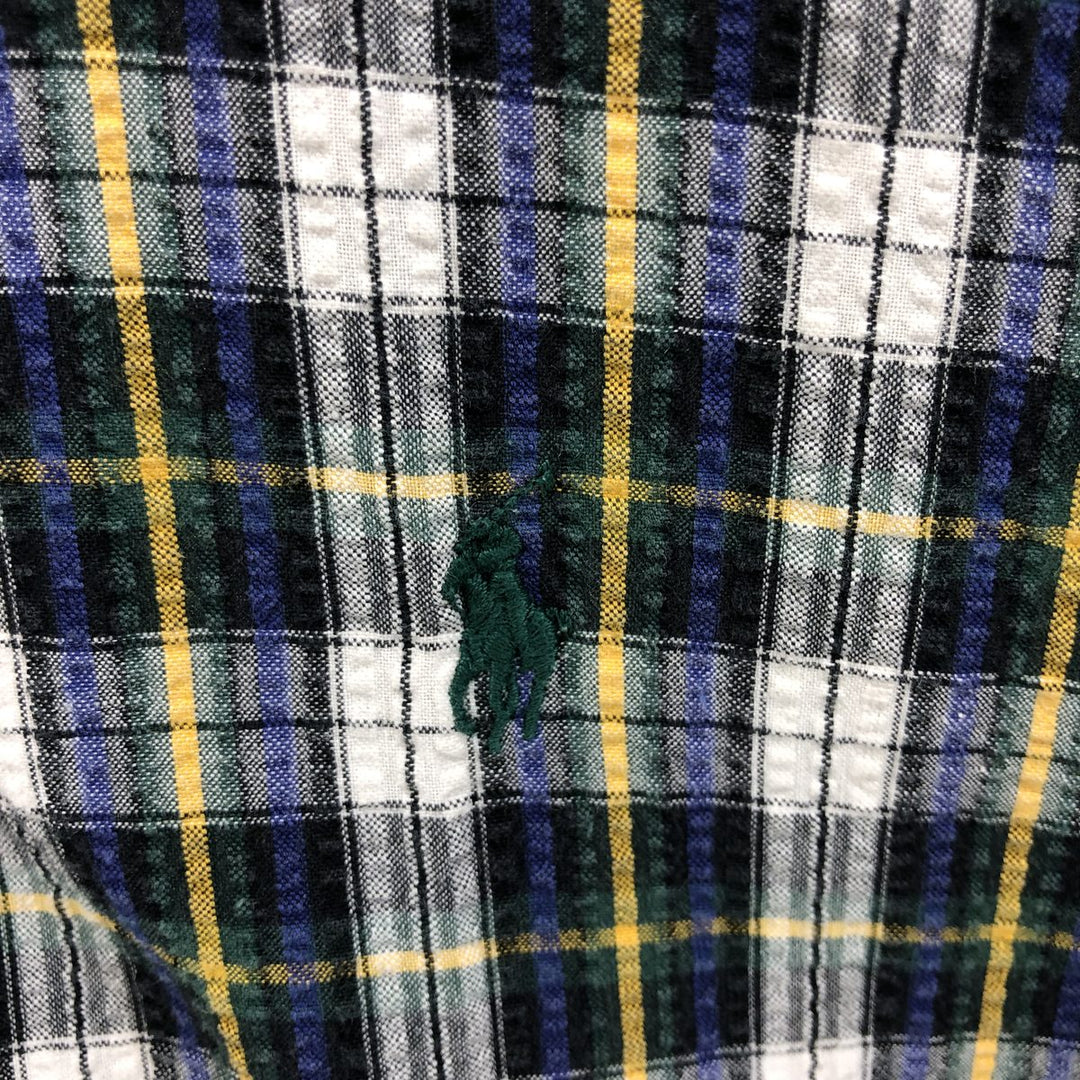 Ralph Lauren Seersucker Long Sleeve Button-Down Check Shirt, Men's XL cotton white type Vintage Second Hand
