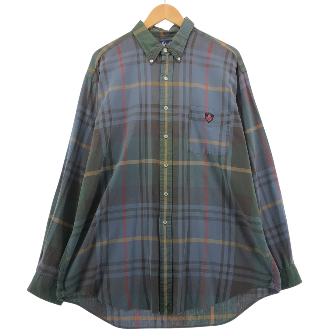 Ralph Lauren TILDEN long sleeve button down check shirt, men's size XL cotton multicolor Vintage Second Hand