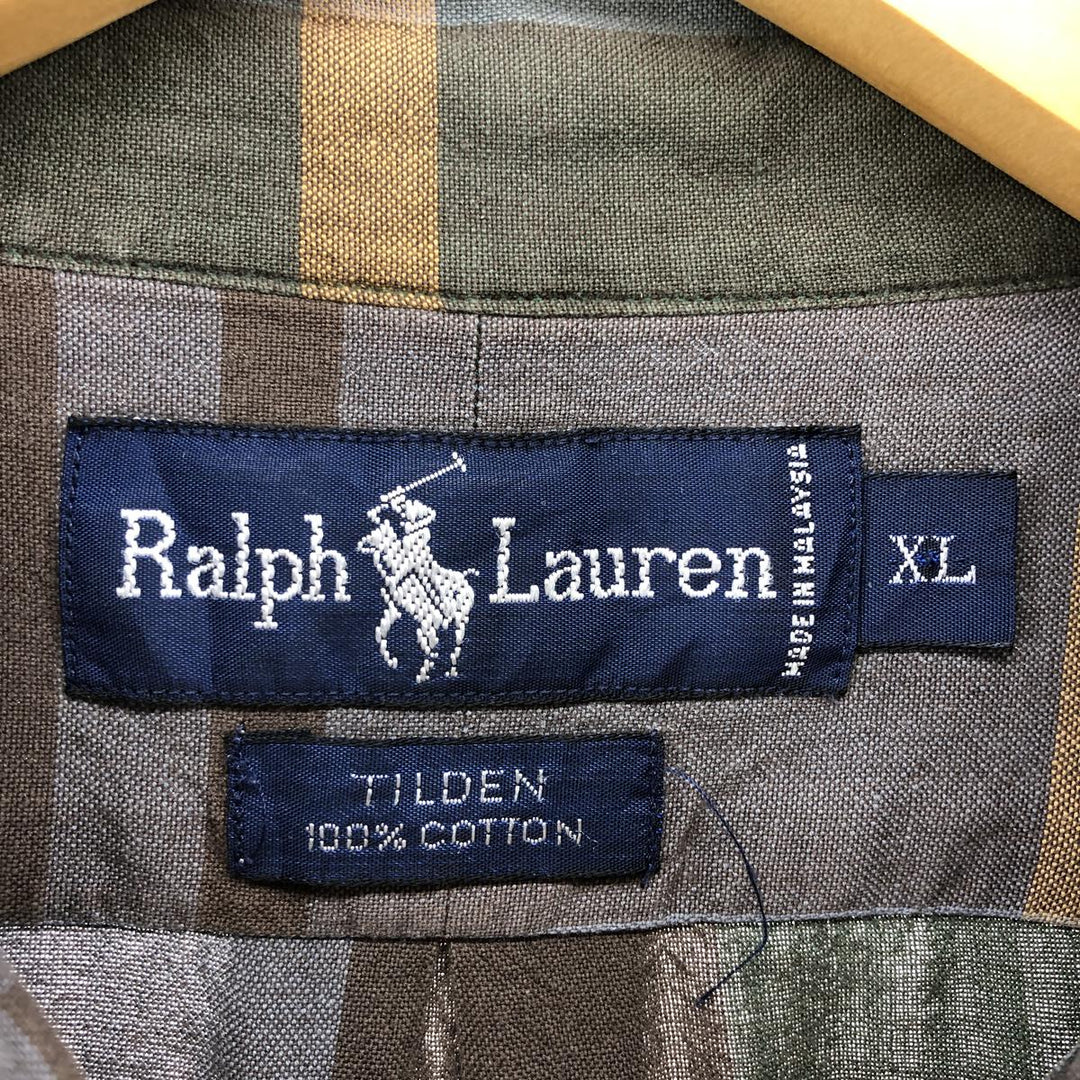 Ralph Lauren TILDEN long sleeve button down check shirt, men's size XL cotton multicolor Vintage Second Hand