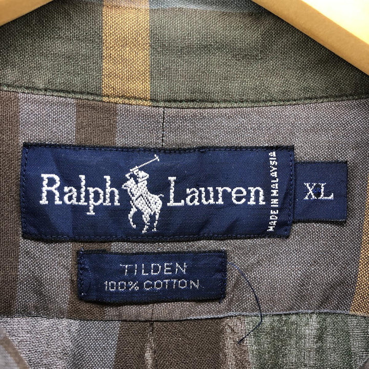 Ralph Lauren TILDEN long sleeve button down check shirt, men's size XL cotton multicolor Vintage Second Hand