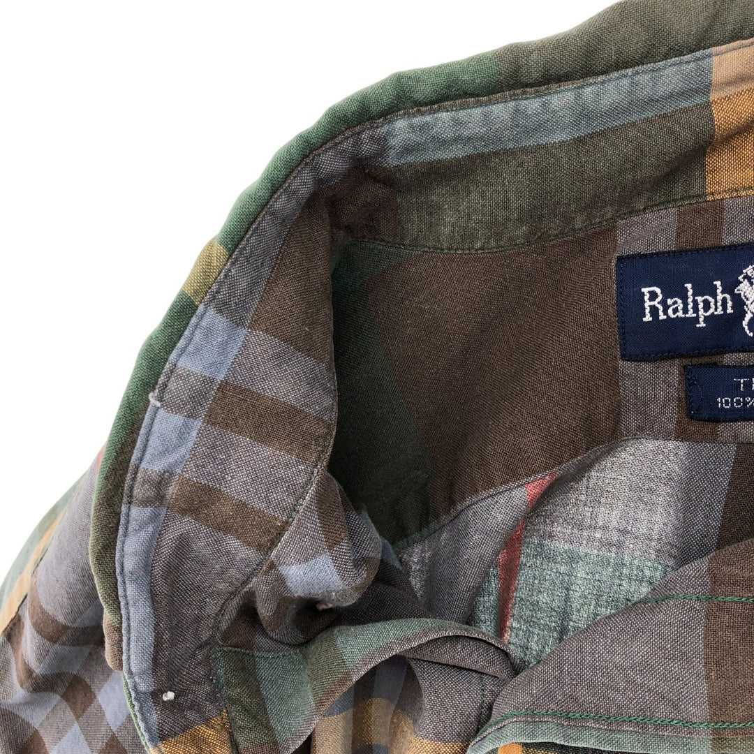 Ralph Lauren TILDEN long sleeve button down check shirt, men's size XL cotton multicolor Vintage Second Hand
