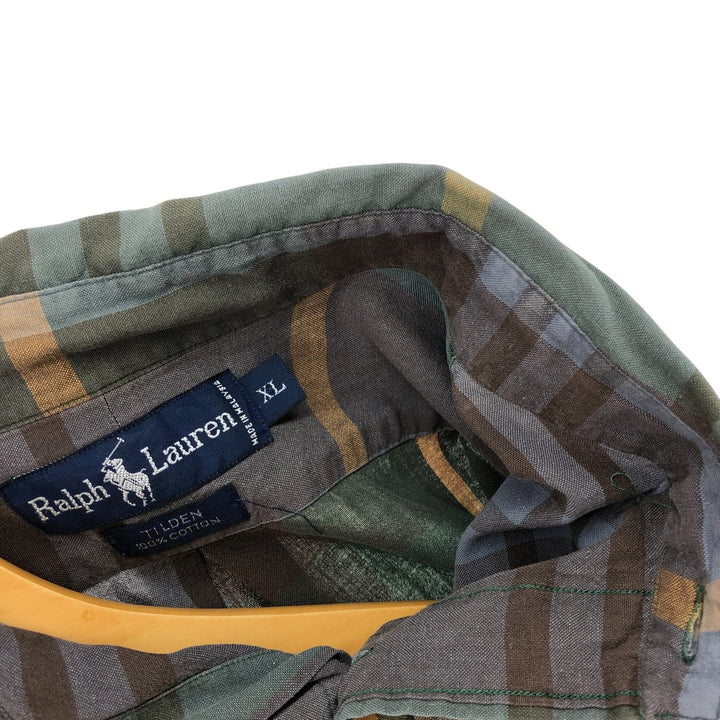 Ralph Lauren TILDEN long sleeve button down check shirt, men's size XL cotton multicolor Vintage Second Hand