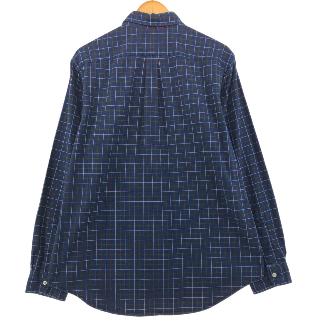 Ralph Lauren long sleeve button down check shirt, men's size L cotton navy blue type Vintage Second Hand