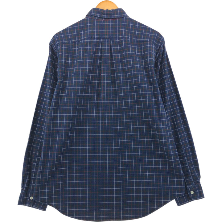 Ralph Lauren long sleeve button down check shirt, men's size L cotton navy blue type Vintage Second Hand