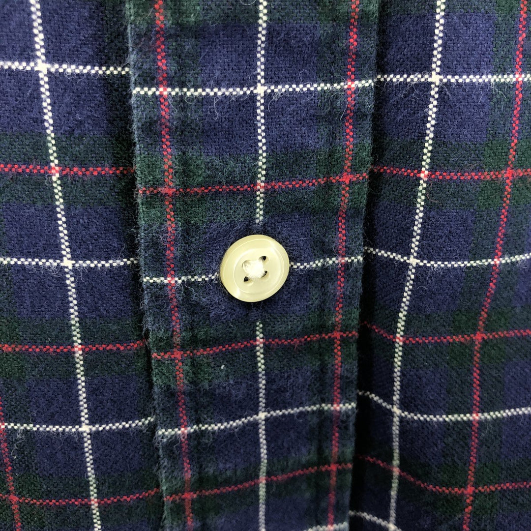 Ralph Lauren long sleeve button down check shirt, men's size L cotton navy blue type Vintage Second Hand