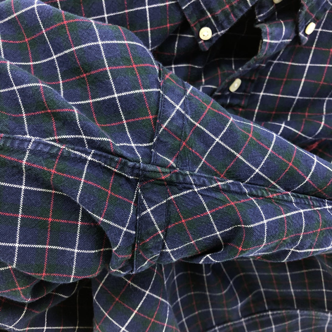 Ralph Lauren long sleeve button down check shirt, men's size L cotton navy blue type Vintage Second Hand
