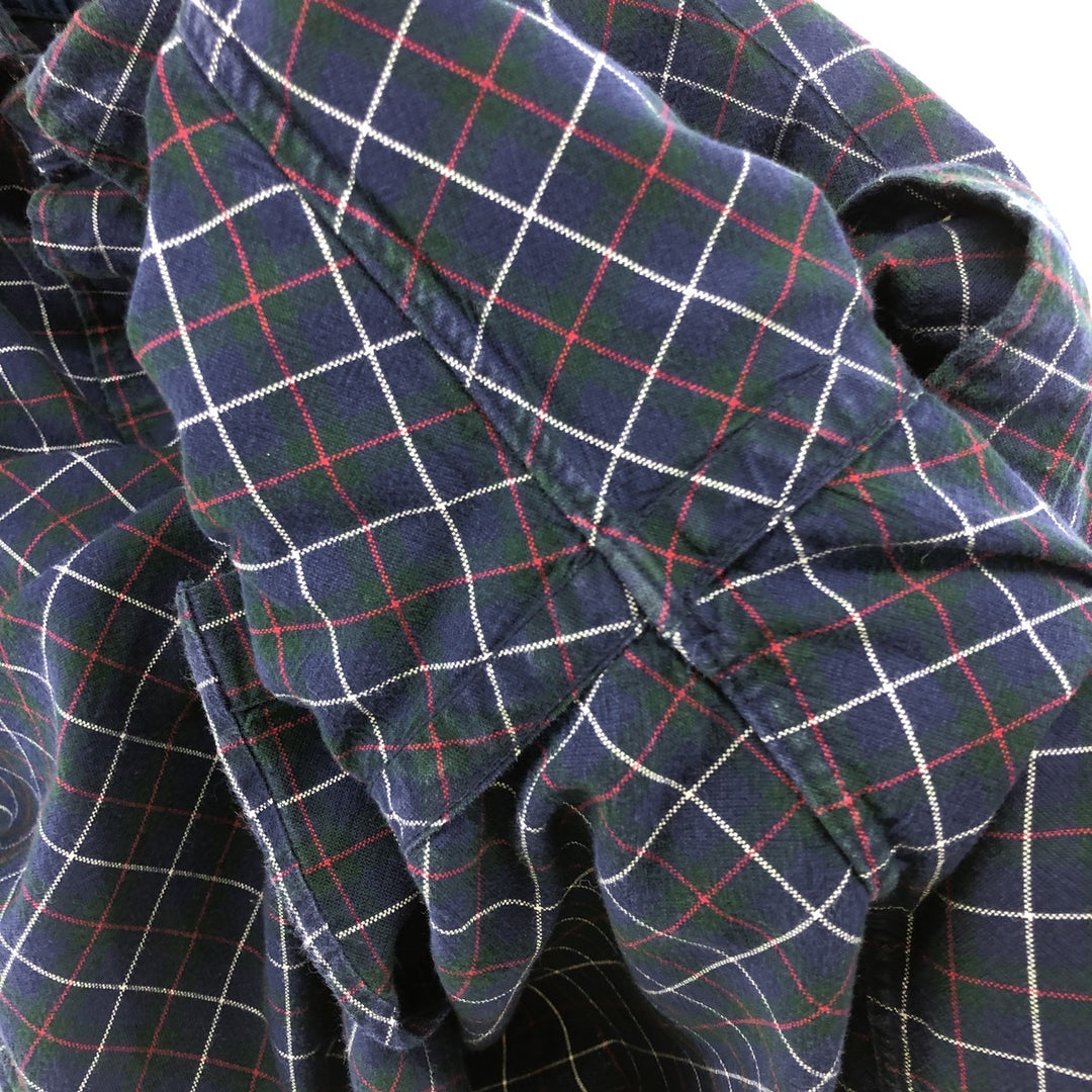 Ralph Lauren long sleeve button down check shirt, men's size L cotton navy blue type Vintage Second Hand
