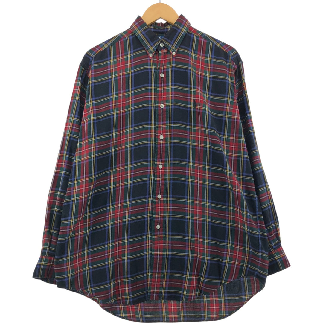 Ralph Lauren BLAKE Tartan Check Long Sleeve Button-Down Check Shirt, Men's Size M cotton red type Vintage Second Hand
