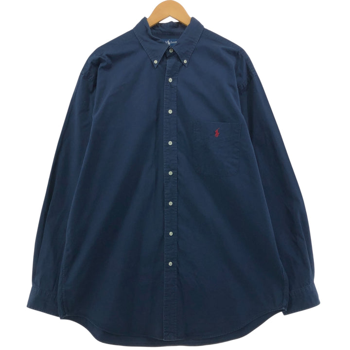 Ralph Lauren long sleeve button down shirt, men's XL size cotton Navy blue Vintage Second Hand
