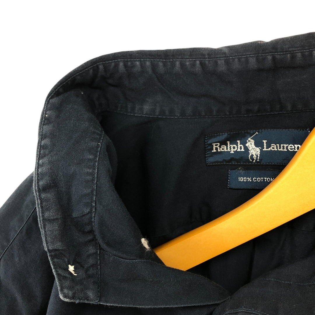 Ralph Lauren long sleeve button down shirt, men's XL size cotton Navy blue Vintage Second Hand