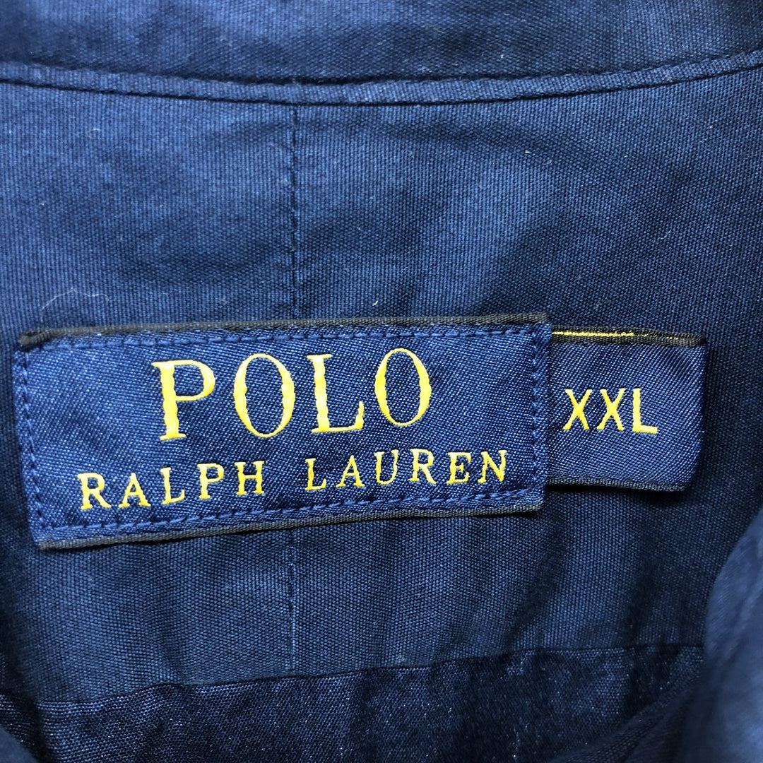 Ralph Lauren POLO RALPH LAUREN Wide collar long sleeve cotton shirt Men's XXL equivalent cotton Navy blue Vintage Second Hand