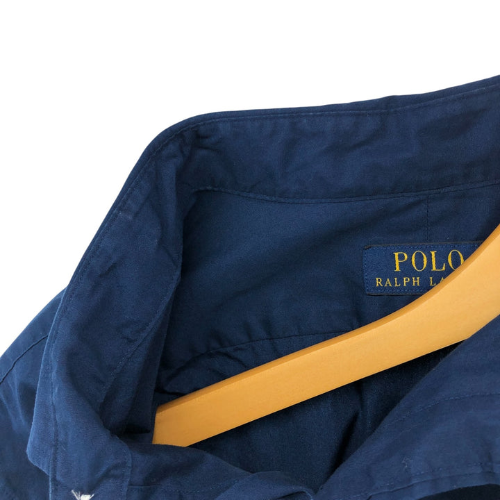 Ralph Lauren POLO RALPH LAUREN Wide collar long sleeve cotton shirt Men's XXL equivalent cotton Navy blue Vintage Second Hand