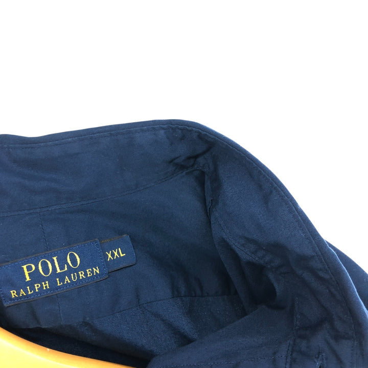 Ralph Lauren POLO RALPH LAUREN Wide collar long sleeve cotton shirt Men's XXL equivalent cotton Navy blue Vintage Second Hand