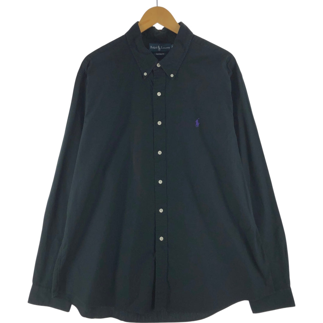 Ralph Lauren Custom Fit Long Sleeve Button Down Shirt Men's XXL cotton black type Vintage Second Hand