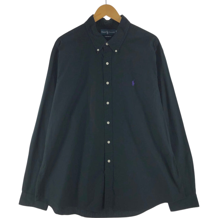 Ralph Lauren Custom Fit Long Sleeve Button Down Shirt Men's XXL cotton black type Vintage Second Hand